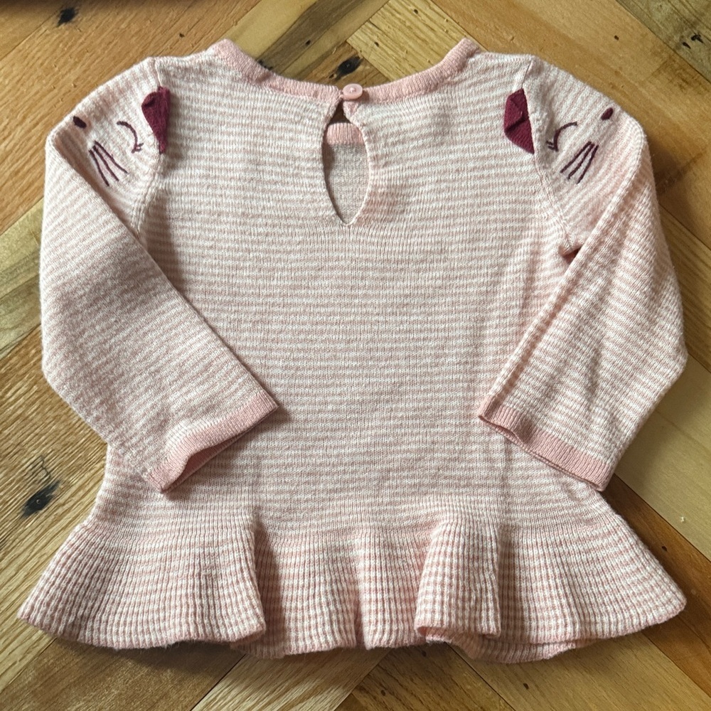 Floral Hoodie, Denim Overalls, and Pink Sweater Set - Picture 4 of 10